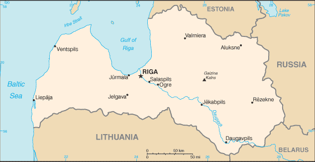 lettonie villes carte